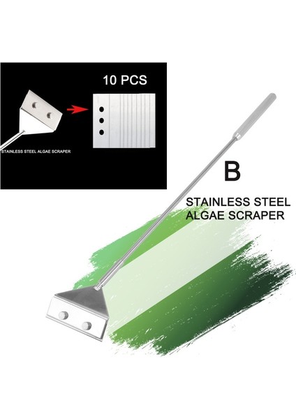 A-Blade-10 Adet Tarzı Zrdr Akvaryum Temizleme Aleti Bıçağı, Balık Tankı Yosun Temizleme Kazıyıcı Aksesuarları Sarf Malzemeleri, 25CM Metal Bağlantı Çubuğu (Yurt Dışından) modelleri