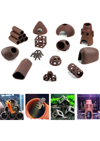 No 1 Tarzı 1 Parça Eramic Ev Barınak Akvaryum Dekorasyonu Küçük Balık Tankı Karides Balık Gizleme Mağarası Süsleme Yosun Çim Taşıyıcı Pot Dekor (Yurt Dışından) fırsatları