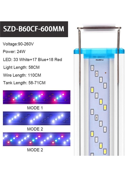 600 Renk Değiştiren Stil Akvaryum LED Işığı, Akvaryum Görüntüleme Manzarası, Su Yosunu LED Işığı, Genişletilebilir cm Su Geçirmez Klipsli Işık (Yurt Dışından)