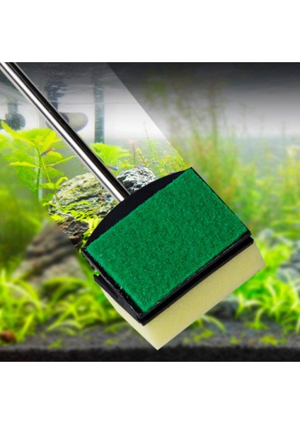 Yeşil Stil 2021 Yeni Temizlik Fırçası Çift Yüzlü Sünger Akvaryum Cam Yosun Temizleyici Kazıyıcı Uzun Çelik Sap Temizleyici Aracı (Yurt Dışından) fırsatları