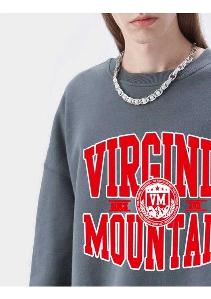 Oversize Antrasit Virginia Baskılı 3 Iplik Sweatshirt fiyatları