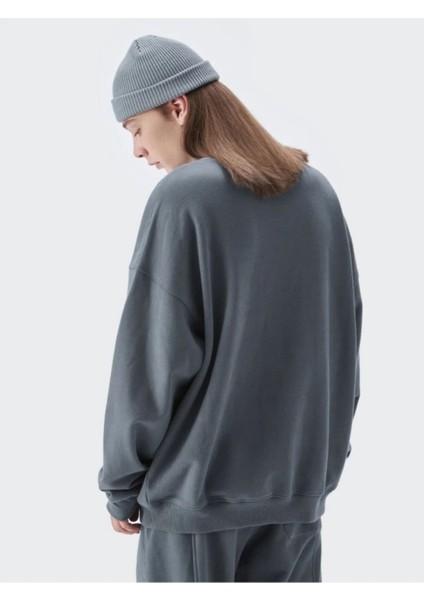 Oversize Antrasit Virginia Baskılı 3 Iplik Sweatshirt modelleri