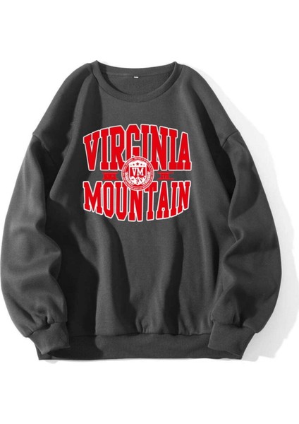 Oversize Antrasit Virginia Baskılı 3 Iplik Sweatshirt fırsatları