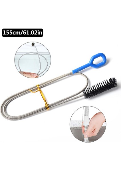 155CM Tarzı Mutfak Lavabo Borusu Temizleme Fırçası Paslanmaz Çelik Buzdolabı Drenaj Fırçası Hortum Temizleme Fırçası Aracı (Yurt Dışından)