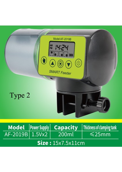 AF-2019B Stili Ayarlanabilir Akıllı Otomatik Akvaryum Zamanlayıcı Otomatik Balık Tankı Gölet Gıda Besleyici LCD Akvaryum Tankı ile Besleme Otomatik Balık Besleyici (Yurt Dışından)