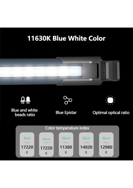 16CM Iki Stant Stili Bitki Büyümek Akvaryum Işık Resif Balık Tankı Işıkları Akvaryum Sualtı Su Geçirmez Su Bitkileri Lamba Beyaz Mavi Renk 4 (Yurt Dışından)