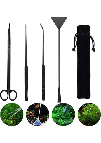 Siyah Set Stili Akvaryum Araçları Seti Paslanmaz Çelik Akvaryum Teraryum Seti Akvaryum Bitki Aracı Kiti Için Akvaryum Balık Tankı Pensler Seti (Yurt Dışından)