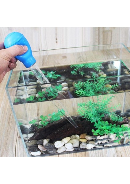 Mavi Stil Mini Emme Boru Pompası Akvaryum Balık Tankı Sifon Tortu Araçları Balık Temizleme Temizleyici Tank Su Artıkları S8L2 (Yurt Dışından)