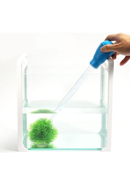 Mavi Stil Mini Emme Boru Pompası Akvaryum Balık Tankı Sifon Tortu Araçları Balık Temizleme Temizleyici Tank Su Artıkları S8L2 (Yurt Dışından)