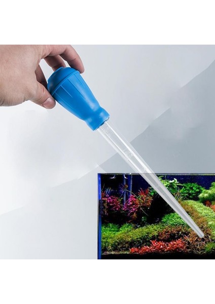 Mavi Stil Akvaryum Pipet Temizleme Gübre Emme Cihazı Balık Tankı Pipet Temizleme Aracı Manuel Mini Pipet Filtresi Pompa Temizleme Aracı 28CM (Yurt Dışından)