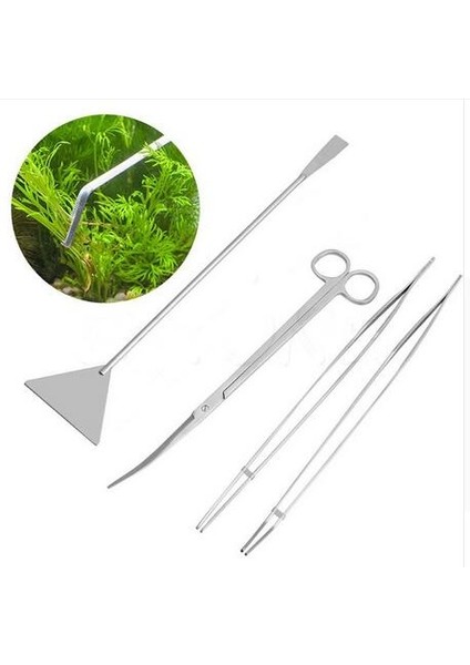 4 O 1 Tarzı 1 Ünite Akıntılı Akvaryum Bitki Eğri Düz Pense Veya Düzleştirici Kum Buldozer Çim Su Yosunu Makası Temizlik Seti (Yurt Dışından)