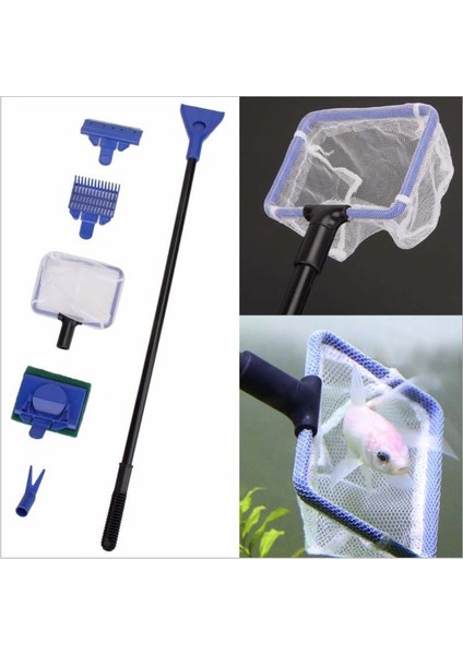 6'sı 1 Arada 88 cm Stili Akvaryum Temizleme Araçları - Ağ Balık Kepçesi Kum Tırmığı Yosun Temizleyici Sünger Çatal Fırça Cam Temizleme Aracı (Yurt Dışından) fiyatları