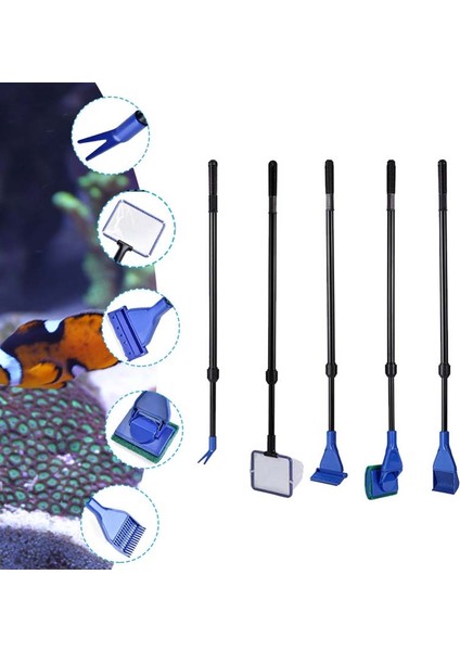 6'sı 1 Arada 88 cm Stili Akvaryum Temizleme Araçları - Ağ Balık Kepçesi Kum Tırmığı Yosun Temizleyici Sünger Çatal Fırça Cam Temizleme Aracı (Yurt Dışından) modelleri