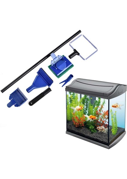 6'sı 1 Arada 88 cm Stili Akvaryum Temizleme Araçları - Ağ Balık Kepçesi Kum Tırmığı Yosun Temizleyici Sünger Çatal Fırça Cam Temizleme Aracı (Yurt Dışından) indirimleri