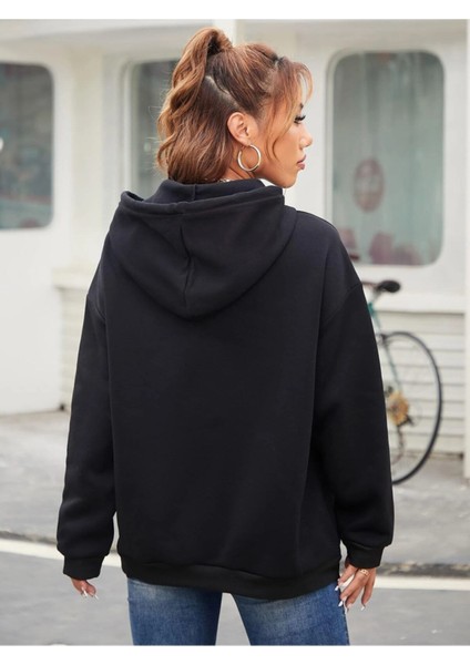Siyah Kapşonlu Oversize Alaska Baskılı Sweatshirt fiyatları