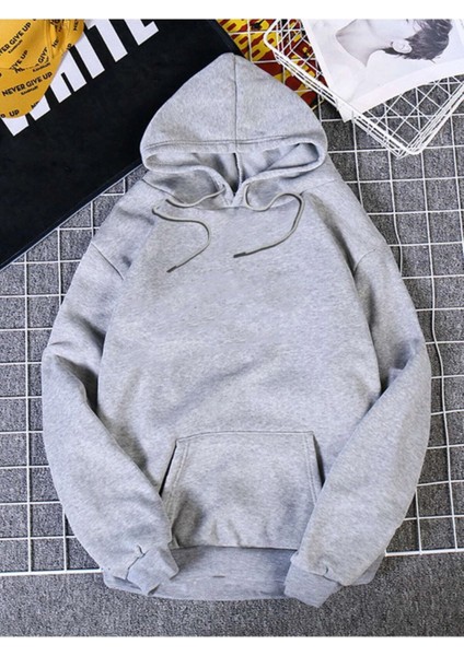 Oversize Gri Kapşonlu Peace Baskılı Sweatshirt fiyatları