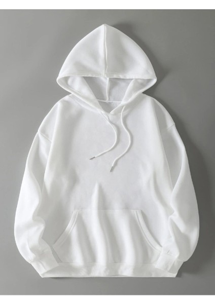 Beyaz Oversize Kırmızı Kelebek Baskılı Kapşonlu Sweatshirt 3iplik fiyatları