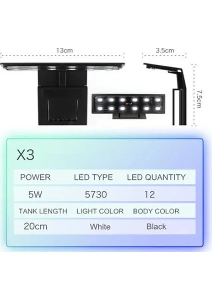 X3 Stili LED Akvaryum Işık Aydınlatma Bitkileri Işık Büyümek Su Bitkileri Aydınlatma Balık Tankı Için Su Geçirmez Klipsli Lamba (Yurt Dışından)