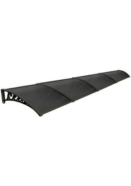 Plastik Ayak 6mm Levhalı Pratik Sundurma Kanopi 100 x 480 cm Siyah