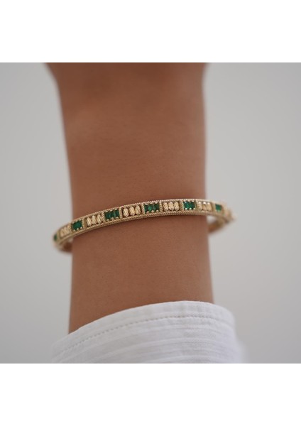 Yeşil Taşlı Dorika Altın Kelepçe fiyatları