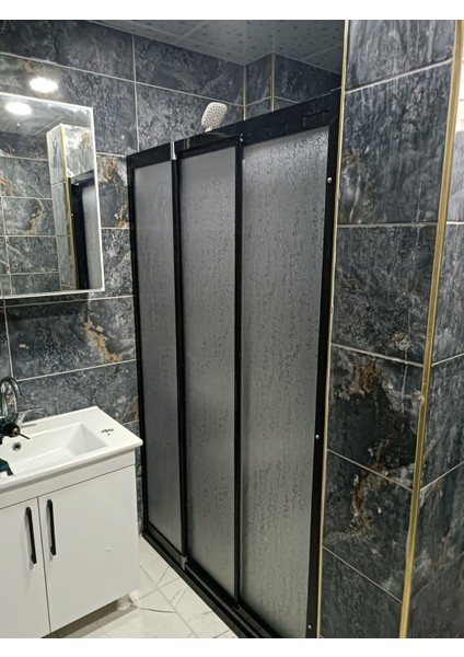 Teknesiz Duşakabin Siyah Profil Plastik Camlı ND426