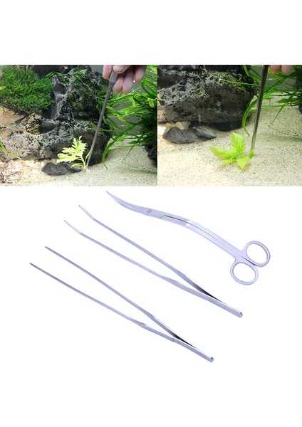Gümüş Tarzı Paslanmaz Çelik Akvaryum Suda Canlı Bitkiler Uzun Saplı Cımbız Veya Budama Aracı Seti (Yurt Dışından) fiyatları
