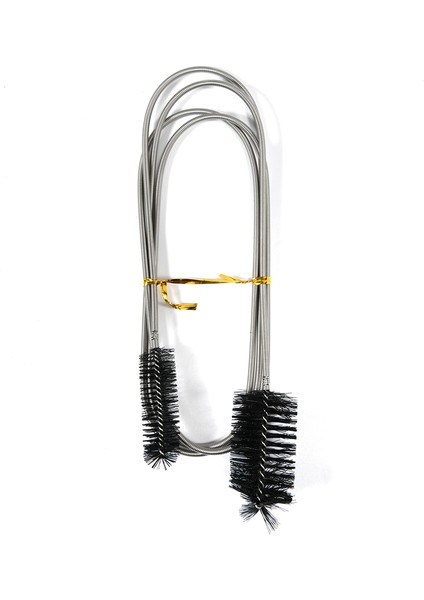 Siyah Stil 155 cm Akvaryum Temizleme Fırçası Paslanmaz Çelik Esnek Kıvrık Boru 2x Fırça Su Hava Boru Hortum Temizleyici Balık Tankı Araçları (Yurt Dışından)