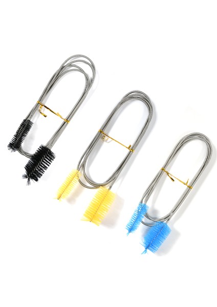 Siyah Stil 155 cm Akvaryum Temizleme Fırçası Paslanmaz Çelik Esnek Kıvrık Boru 2x Fırça Su Hava Boru Hortum Temizleyici Balık Tankı Araçları (Yurt Dışından) fiyatları