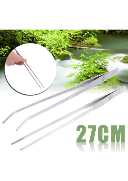Düz Stil 27CM Akvaryum Canlı Tank Düz Eğri Bitki Cımbızı Uzun Maşa Paslanmaz Çelik Tank Cımbızı Temizleme Kelepçe Aracı (Yurt Dışından) fiyatları