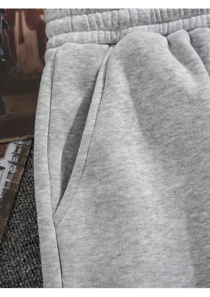 Beast Baskılı Erkek Gri Kapüşonlu Alt Üst Oversize Eşofman Takımı fırsatları