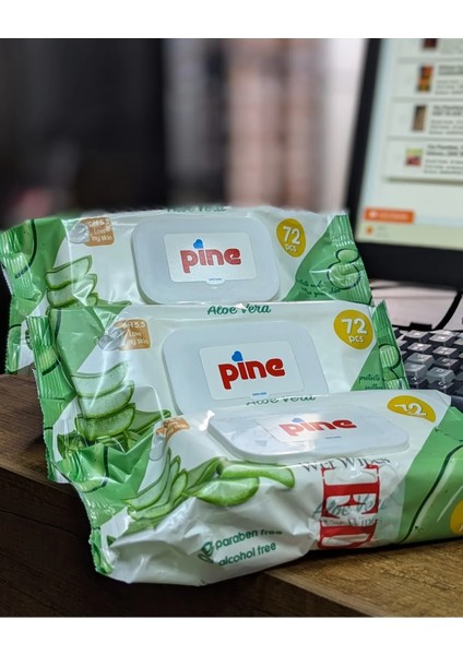 Aloe Vera Özlü 72 Yaprak 3li Paket Islak Havlu