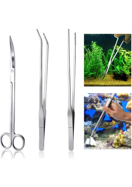 S1C27 Stili 25 cm Akvaryum Cımbızı Paslanmaz Çelik Balık Tankı Temizleme Araçları Seti Için Sucul Bitkiler ve Su Manzarası Aracı Seti (Yurt Dışından)