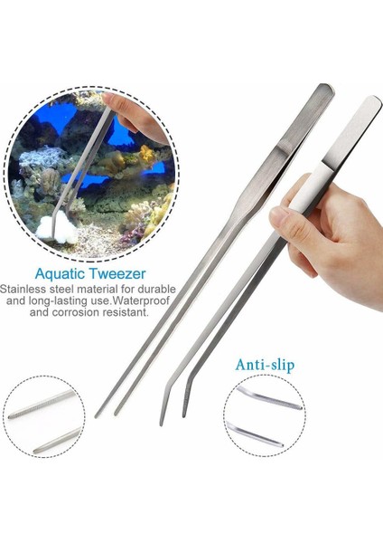 S1C27 Stili 25 cm Akvaryum Cımbızı Paslanmaz Çelik Balık Tankı Temizleme Araçları Seti Için Sucul Bitkiler ve Su Manzarası Aracı Seti (Yurt Dışından) fiyatları