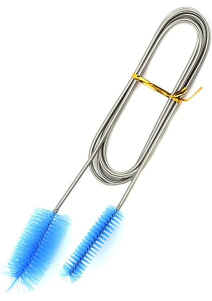 Mavi Stil 155CM Esnek Drenaj Fırçası Çift Uçlu Hortum Boru Paslanmaz Çelik Akvaryum Temizleme Fırçası Için Bükülmüş Filtre Hava Hortumu Temizleyici (Yurt Dışından)