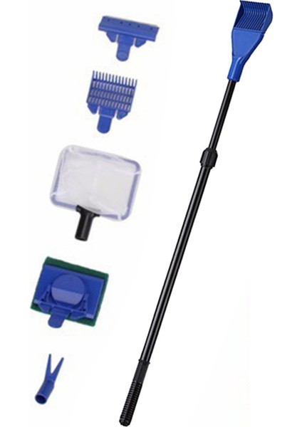 Beyaz Stil Gosterildigi Gibi Akvaryum Tankı Temizleyici Set Balık Ağı Kepçe Kaya Tarama Yosun Temizleyici Çatal Sünger Fırça Eğri Cam Temizleyici Sünger Aracı (Yurt Dışından)