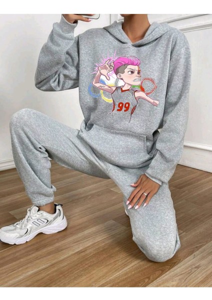 Voleybol Milli Takımı Filenin Sultanları Gri Alt Üst Kapşonlu Takım Oversize Eşofman Boyfirend