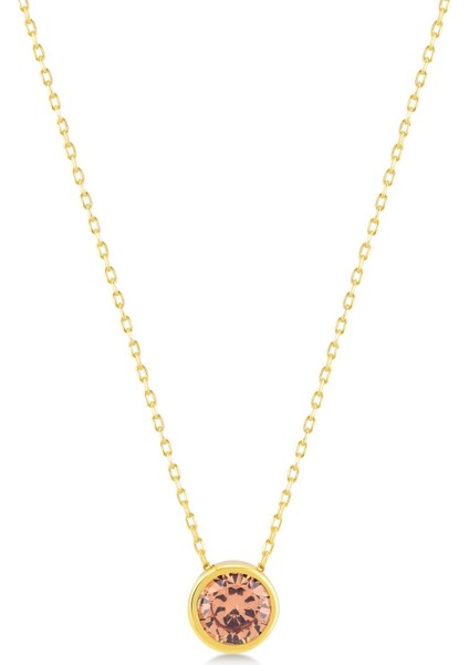 Champagne Zirconia Taşlı Moon Kolye