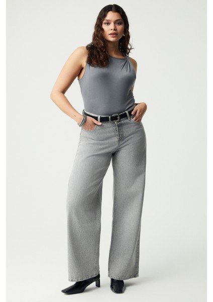 Katerbb Kadın Büyük Beden Gri Büyük Beden Bluz fırsatları