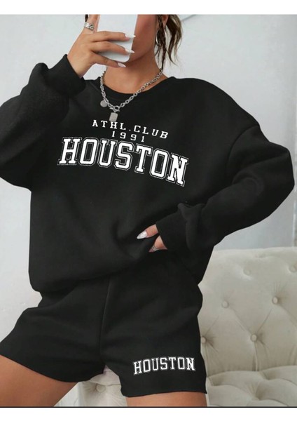 Şortlu Eşofman Takım Sweatshirt Alt Üst Takım Beyaz Oversize Bisiklet Yaka modelleri