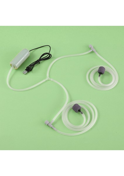 2 Hava Taşı Yeşil Stil Akvaryum Oksijen Hava Pompası Balık Tankı USB Sessiz Hava Kompresörü Aeratör Taşınabilir Mini Küçük Oksijenator Akvaryum Aksesuarları 5V 1W (Yurt Dışından)