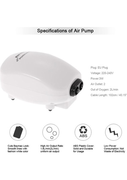 2.5W Tarzı Resim Gösterisi Olarak Ultra Sessiz Akvaryum Hava Pompası Mini Kompresör Verimli Oksijen Hava Pompası Tek Çift Çıkış Eu Fişi Balık Aksesuarları (Yurt Dışından) fırsatları