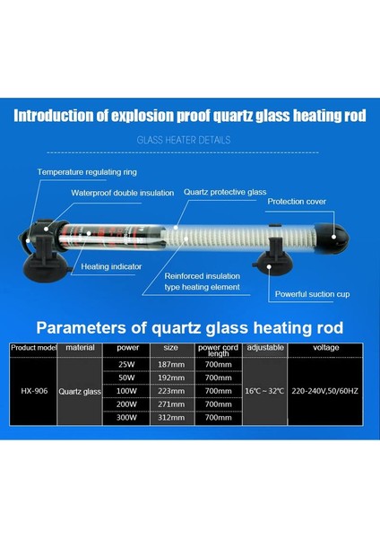 25W Tarzı Akvaryum Daldırma Balık Tankı Otomatik Su Isıtıcısı Sabit Sıcaklık Isıtma Çubuğu Eu Fişli (Yurt Dışından) modelleri