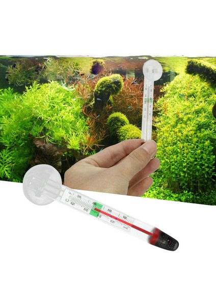 Akvaryum Termometresi Daldırılabilir Cam Balık Tankı Termometre Aksesuarları Su Sıcaklığını Ölçme Su Geçirmez Emme Kupası (Yurt Dışından)