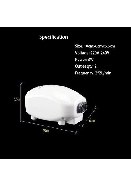 Ab Fiş Tarzı 10CMX5.5CMX6CM 3W 220V Ultra Düşük Gürültülü Akvaryum Hava Pompası Balık Tankı Mini Hava Kompresörü Oksijen Pompası Akvaryum Balık Tankı Oksijen Pompası Iki Çıkışlı (Yurt Dışından) indirimleri