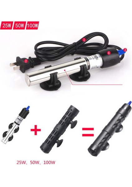 Beyaz Stil 100W Paslanmaz Çelik Ayarlanabilir Otomatik Akvaryum Balık Tankı Su Sıcaklık Termostat Isıtıcı (Yurt Dışından) modelleri