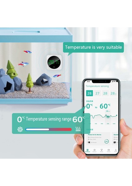 Termometre Stili Akvaryum Kendinden Yapışkanlı Termometre LCD Dijital Balık Tankı Termometreleri Büyük Ekran Monitör Terraryum Sıcaklık Ölçer ℃ (Yurt Dışından)