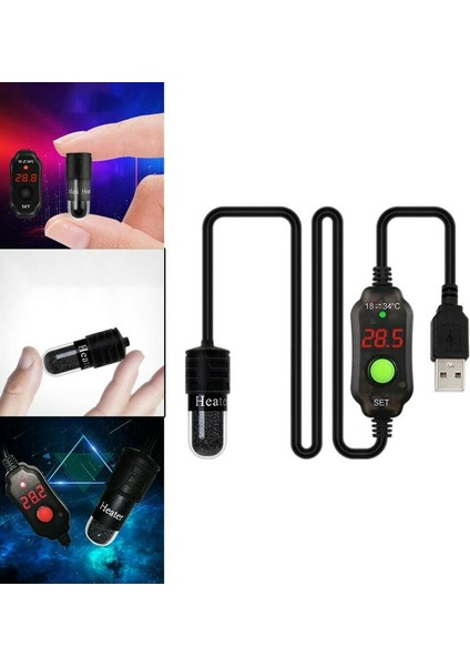 Mini Akvaryum Balık Tankı Isı Kontrol Cihazı Daldırma Termostat Isıtıcı USB Dijital LED Kaplumbağa Tankı Isıtma Çubuğu (Yurt Dışından)