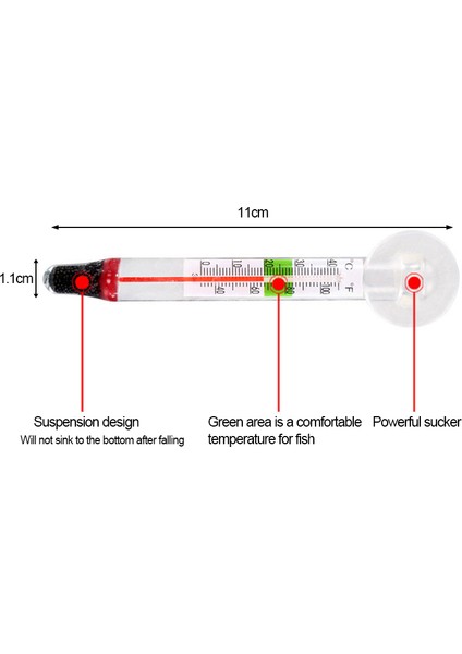 Gösteri Stili Olarak 11X1.1CM Cam Akvaryumlar Için Daldırılabilir Termometre, Su Sıcaklığı Ölçümü Için Aksesuarlar, Su Geçirmez Emme Kupası (Yurt Dışından) modelleri