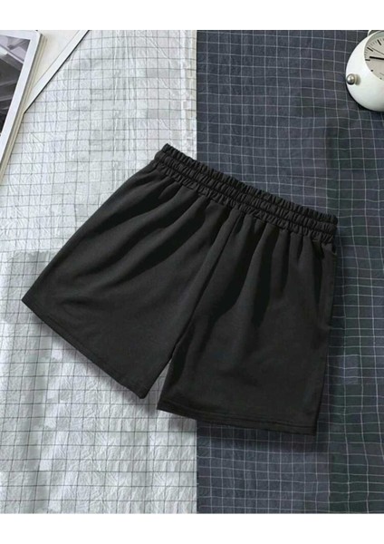 Erkek Minimal Palmiye Baskılı Sokak Stili Şort T-Shirt Takım Oversize Salaş