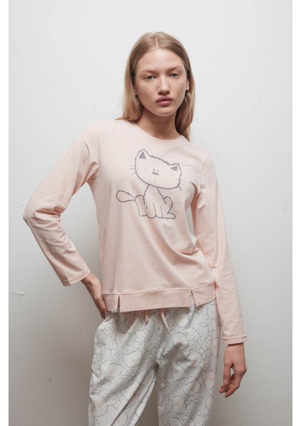 Kadın Pamuklu Uzun Kollu Pijama Takımı